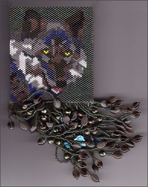 beaded wolf pouch by Jane